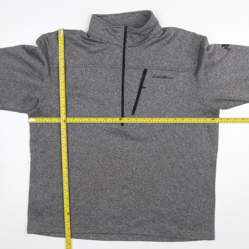 Eddie Bauer Men's Grey XL 1/4 Zip Fleece Sweatshirt Outdoor Pullover