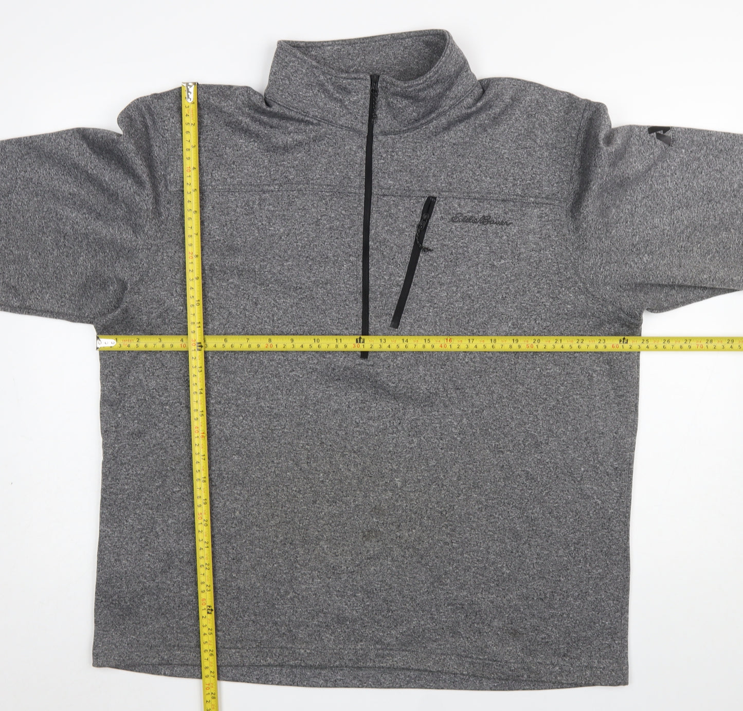 Eddie Bauer Men's Grey XL 1/4 Zip Fleece Sweatshirt Outdoor Pullover