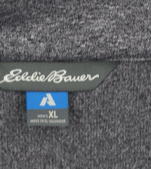 Eddie Bauer Men's Grey XL 1/4 Zip Fleece Sweatshirt Outdoor Pullover
