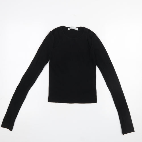 Zara Women Black Slim Fit Long Sleeve Knit Jumper Size 8