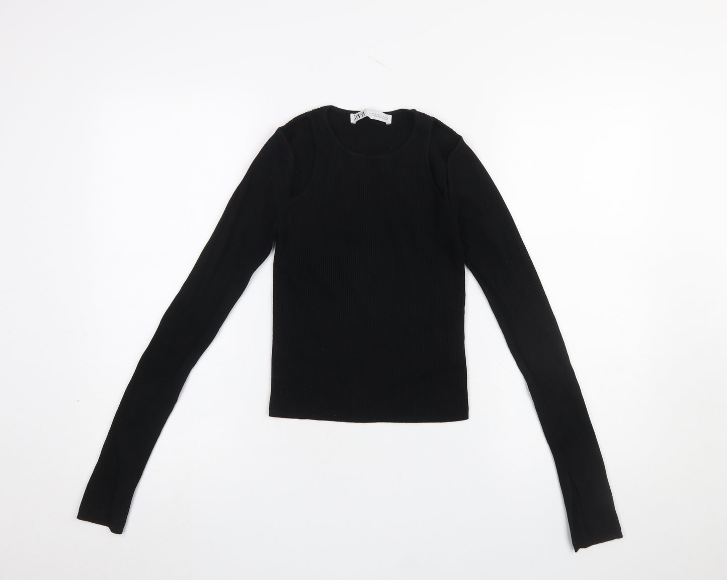 Zara Women Black Slim Fit Long Sleeve Knit Jumper Size 8