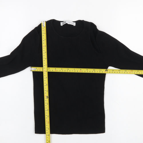 Zara Women Black Slim Fit Long Sleeve Knit Jumper Size 8