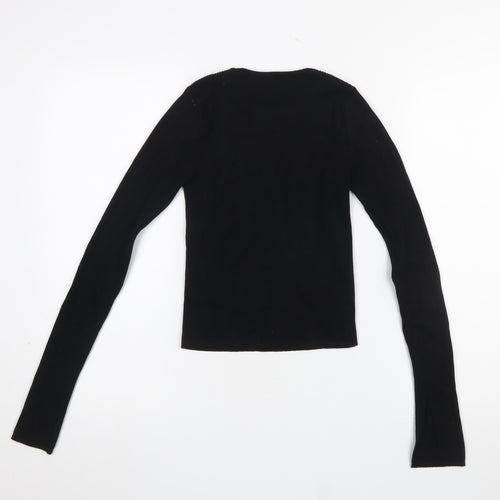 Zara Women Black Slim Fit Long Sleeve Knit Jumper Size 8