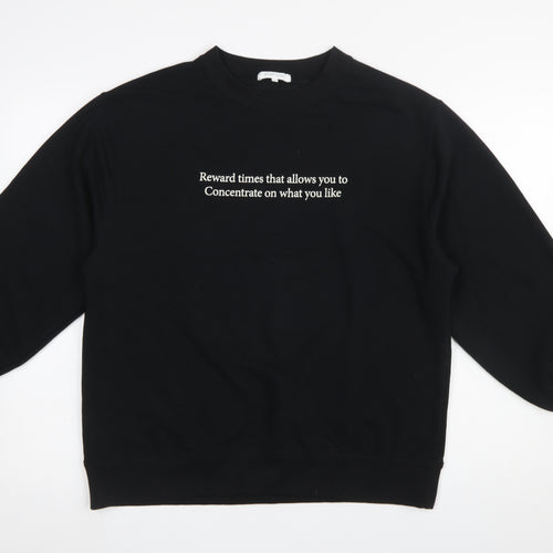 Global Work Women's Black Pullover Sweatshirt L Graphic Print Crew Neck
