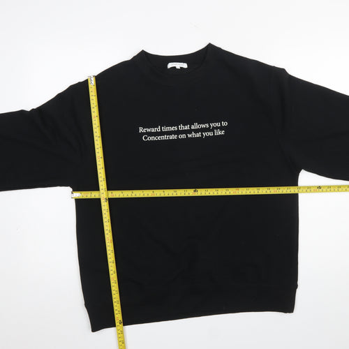 Global Work Women's Black Pullover Sweatshirt L Graphic Print Crew Neck