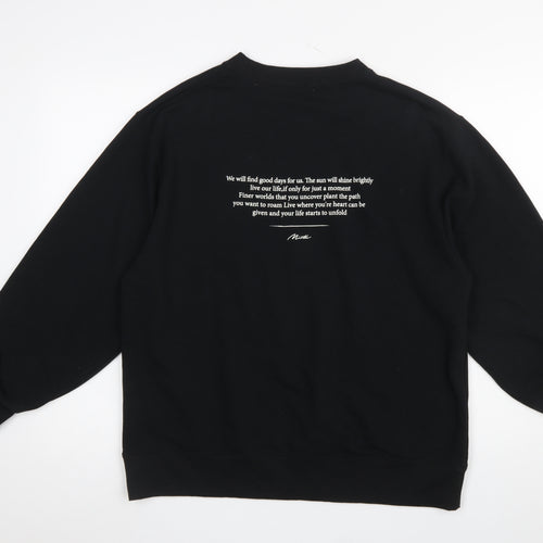 Global Work Women's Black Pullover Sweatshirt L Graphic Print Crew Neck