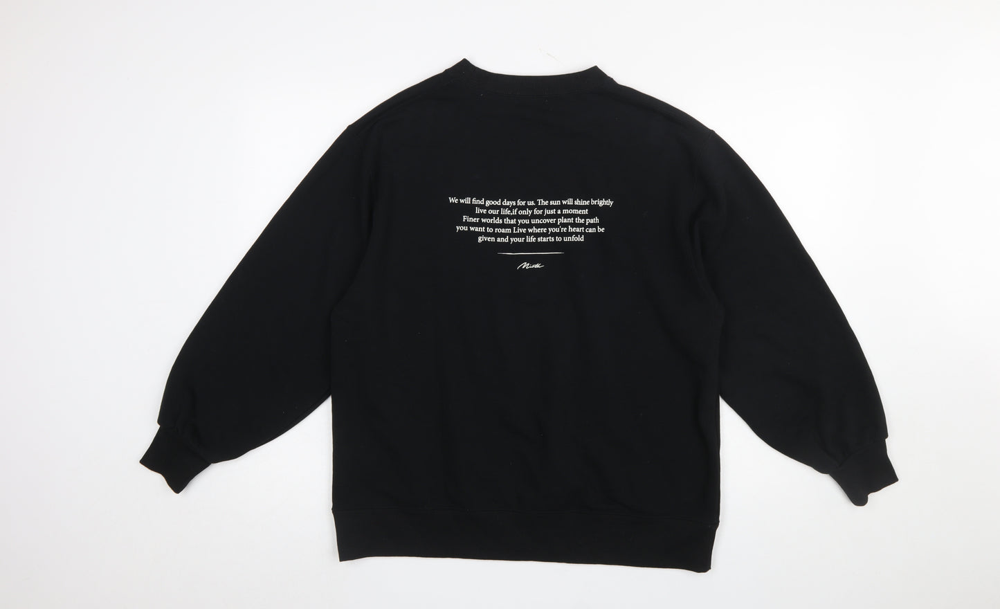 Global Work Women's Black Pullover Sweatshirt L Graphic Print Crew Neck