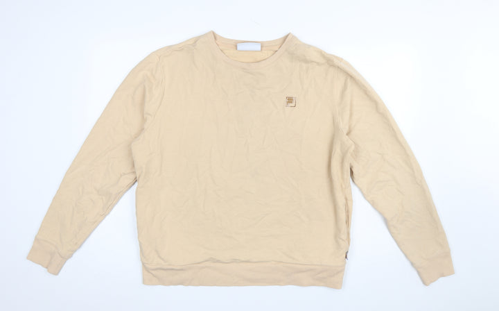 Fila Women Beige Crew Neck Pullover Sweatshirt Size L