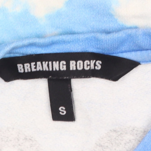 Breaking Rocks Womens Blue Cloud Print Cotton Pullover Sweatshirt S
