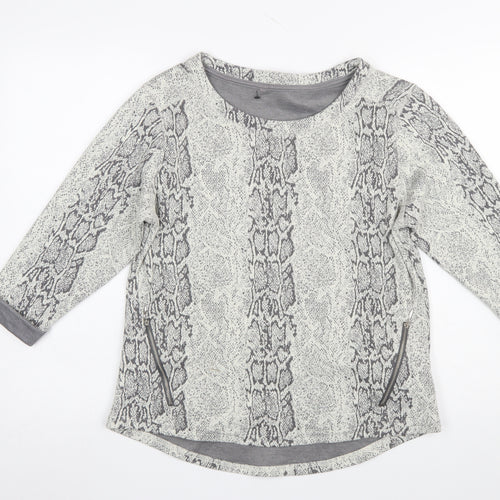 Marks and Spencer Women Grey Animal Print Pullover Sweatshirt UK 14