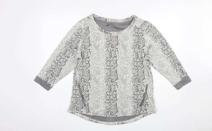 Marks and Spencer Women Grey Animal Print Pullover Sweatshirt UK 14