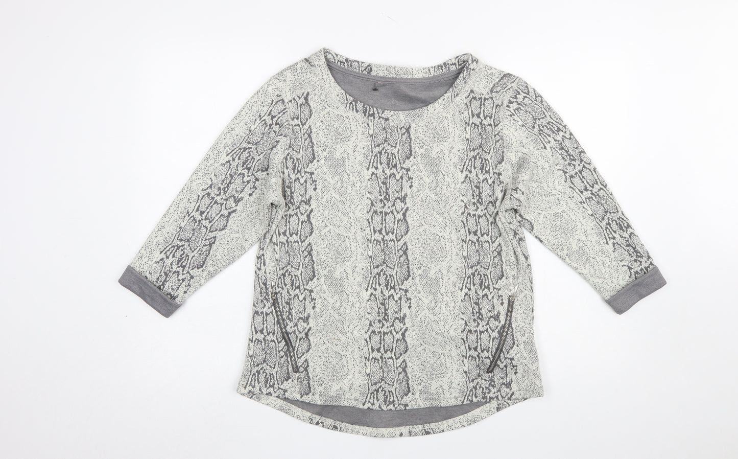Marks and Spencer Women Grey Animal Print Pullover Sweatshirt UK 14