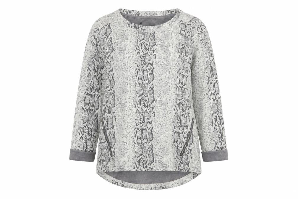 Front view of Marks & Spencer Women Grey Animal Print Pullover Sweatshirt UK 14