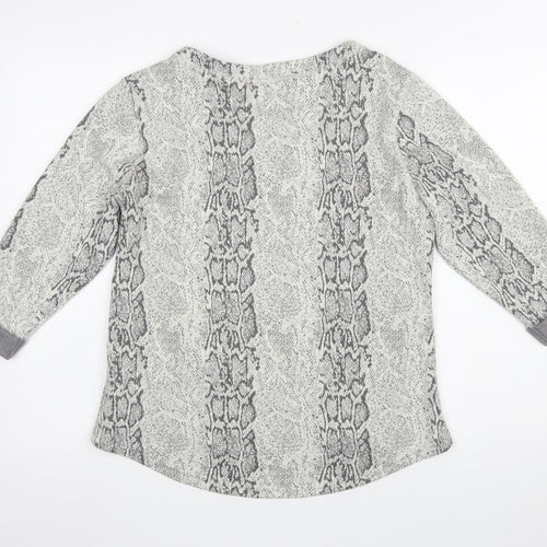 Marks and Spencer Women Grey Animal Print Pullover Sweatshirt UK 14