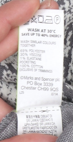 Marks and Spencer Women Grey Animal Print Pullover Sweatshirt UK 14