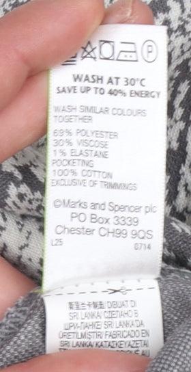 Marks and Spencer Women Grey Animal Print Pullover Sweatshirt UK 14