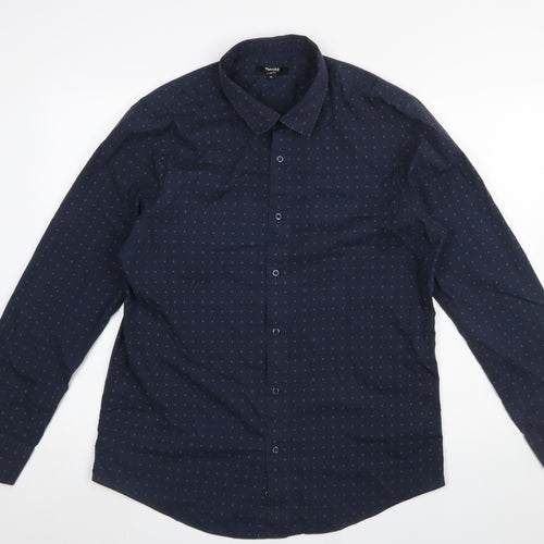 Dunnes Stores Men's Navy Slim Fit Long Sleeve Button-Up Shirt XL