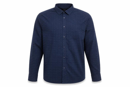 Front view of Dunnes Men's Navy Slim Fit Long Sleeve Button-Up Shirt XL