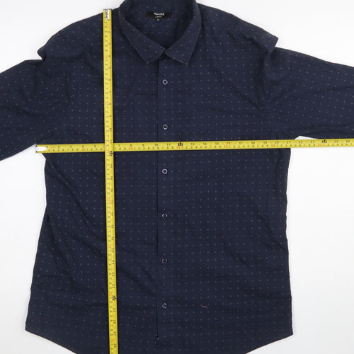 Dunnes Stores Men's Navy Slim Fit Long Sleeve Button-Up Shirt XL