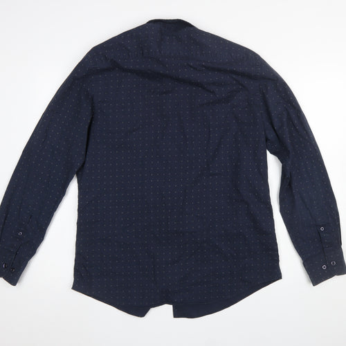 Dunnes Stores Men's Navy Slim Fit Long Sleeve Button-Up Shirt XL