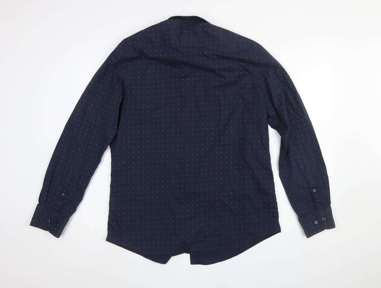 Dunnes Stores Men's Navy Slim Fit Long Sleeve Button-Up Shirt XL