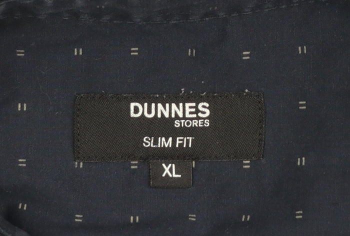 Dunnes Stores Men's Navy Slim Fit Long Sleeve Button-Up Shirt XL