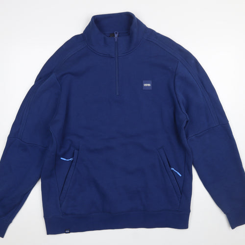 Diesel Men's Blue XL 1/4 Zip High Neck Cotton Sweatshirt