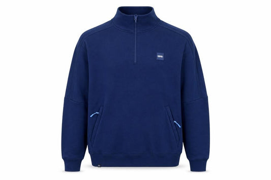 Front view of Diesel Men's Blue XL 1/4 Zip High Neck Cotton Sweatshirt