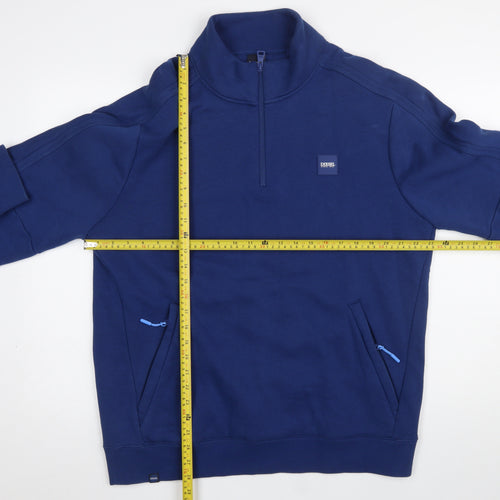 Diesel Men's Blue XL 1/4 Zip High Neck Cotton Sweatshirt