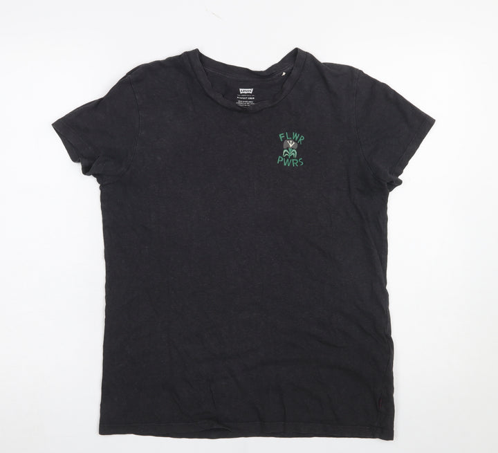 Levi's Women's Black Crew Neck Cotton Hemp T-Shirt Size M