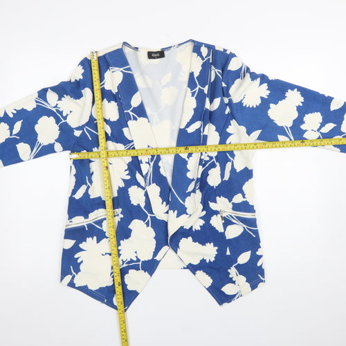 Klass Women Blue Floral Blazer Jacket Size 12 Stretch Woven