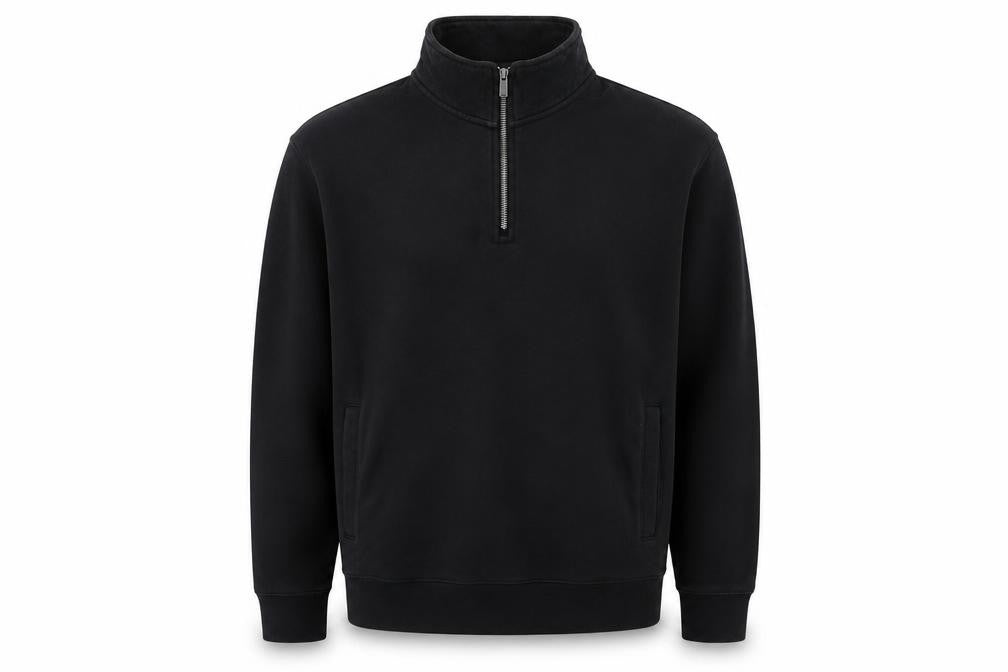 Front view of Marks & Spencer Men's Black 1/4 Zip Sweatshirt, size L