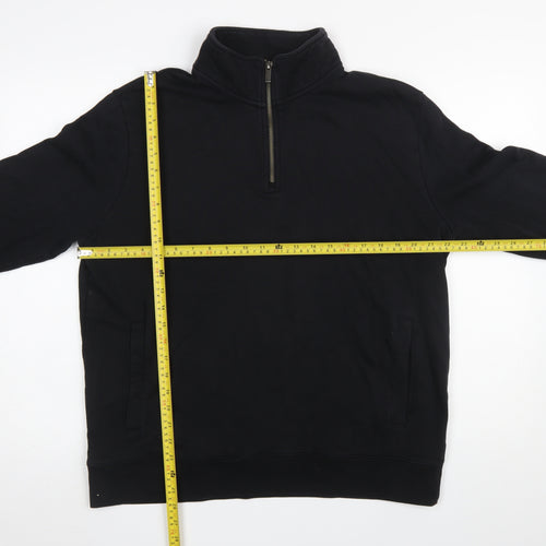 Marks and Spencer Men's Black 1/4 Zip Sweatshirt Size L