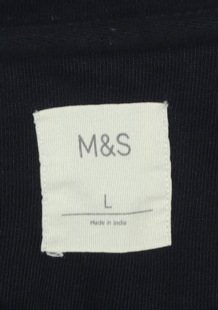 Marks and Spencer Men's Black 1/4 Zip Sweatshirt Size L