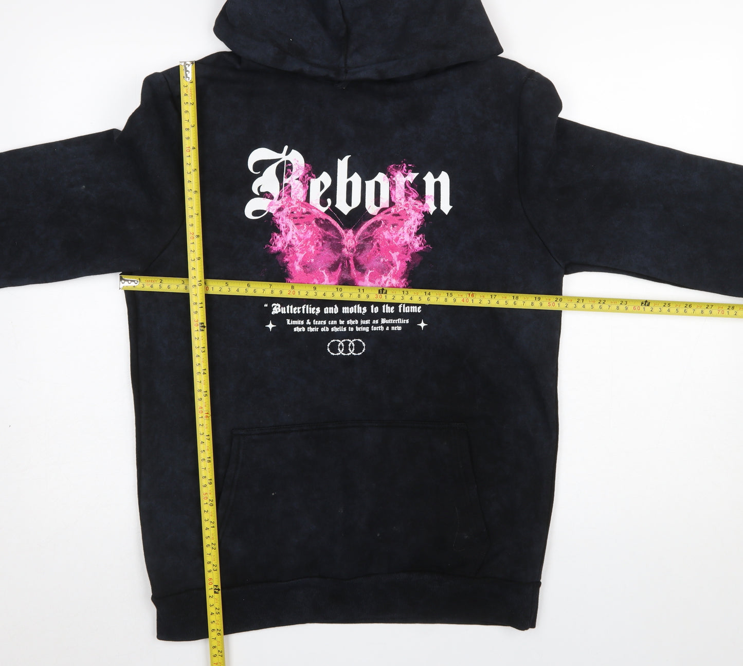 River Island Womens Black Pink Graphic Reborn Pullover Hoodie Size S