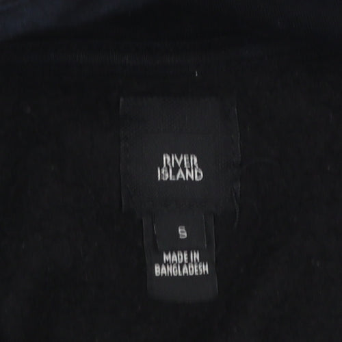 River Island Womens Black Pink Graphic Reborn Pullover Hoodie Size S