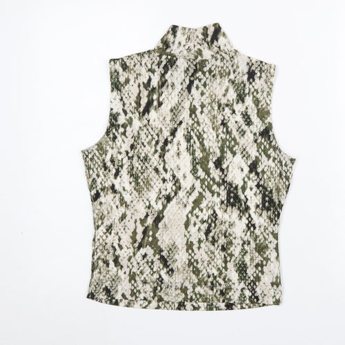 DKNY Women’s Multicoloured Animal Print Sleeveless High Neck Tank Top XS