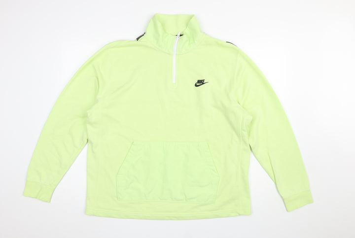 Nike Men's Green 1/4 Zip Pullover Sweatshirt L Regular Fit Fleece Logo