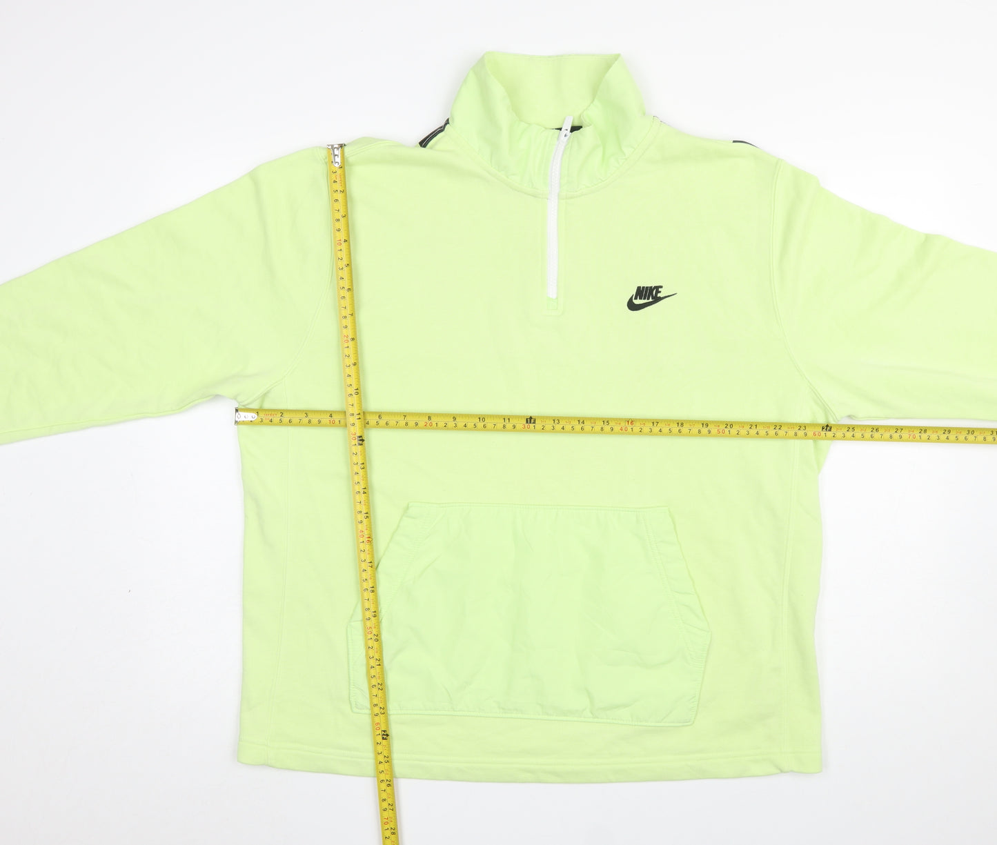 Nike Men's Green 1/4 Zip Pullover Sweatshirt L Regular Fit Fleece Logo