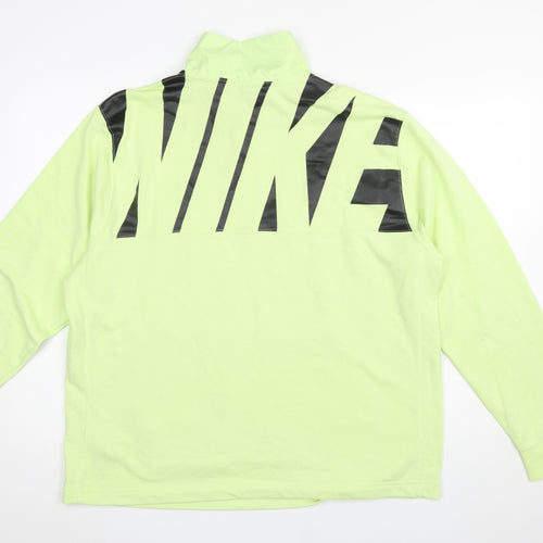 Nike Men's Green 1/4 Zip Pullover Sweatshirt L Regular Fit Fleece Logo