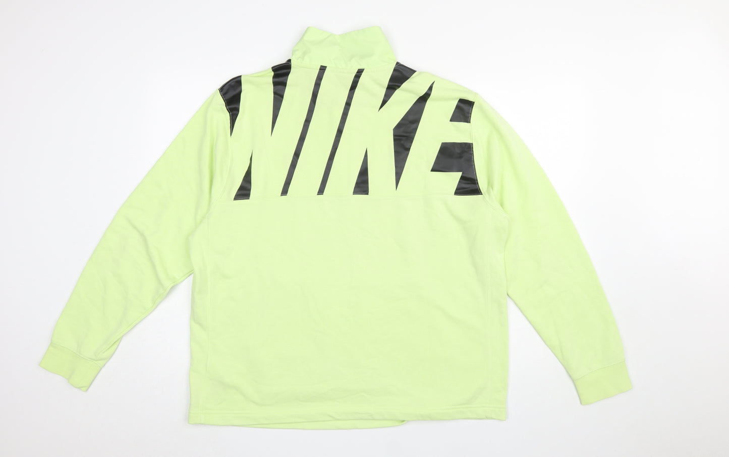 Nike Men's Green 1/4 Zip Pullover Sweatshirt L Regular Fit Fleece Logo