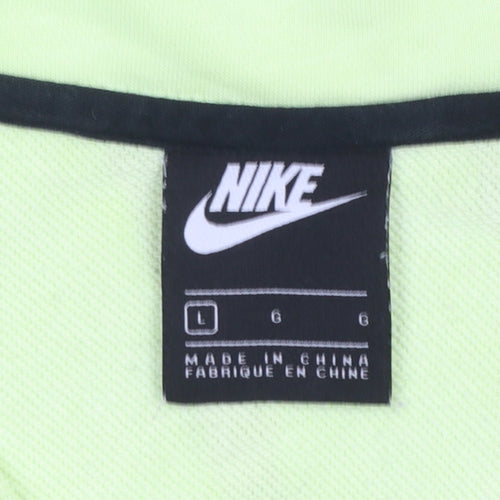 Nike Men's Green 1/4 Zip Pullover Sweatshirt L Regular Fit Fleece Logo