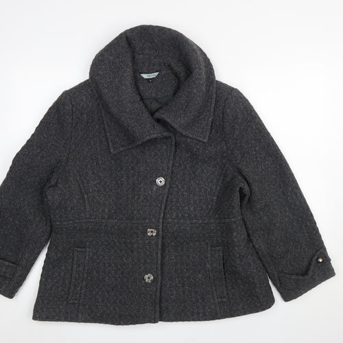 Red Herring Women’s Grey Wool Blend Short Pea Coat Size 18