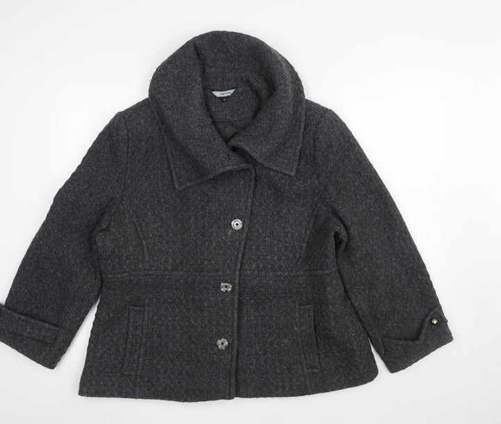 Red Herring Women’s Grey Wool Blend Short Pea Coat Size 18