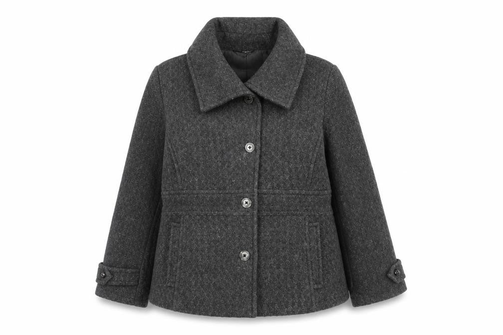 Front view of Red Herring Women’s Grey Wool Blend Short Pea Coat, size UK 18