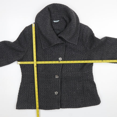 Red Herring Women’s Grey Wool Blend Short Pea Coat Size 18