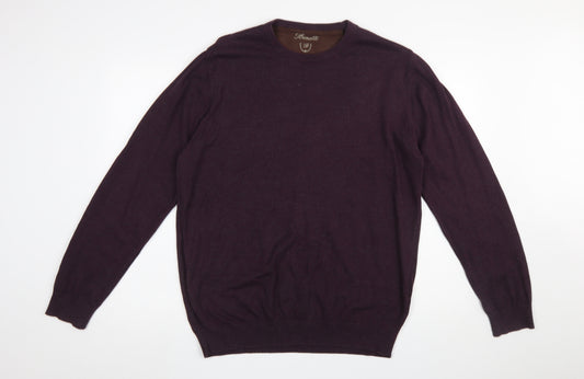 Benetti Men's Purple XL Cotton Crew Neck Pullover Jumper