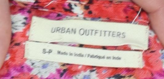 Urban Outfitters Red Floral Viscose Playsuit Womens 8P Short Sleeve Elastic Waist