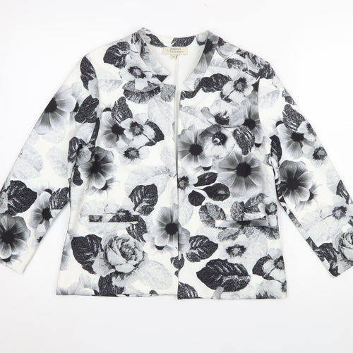 Papaya Women’s Black Floral Blazer Jacket Size 12 Regular Fit