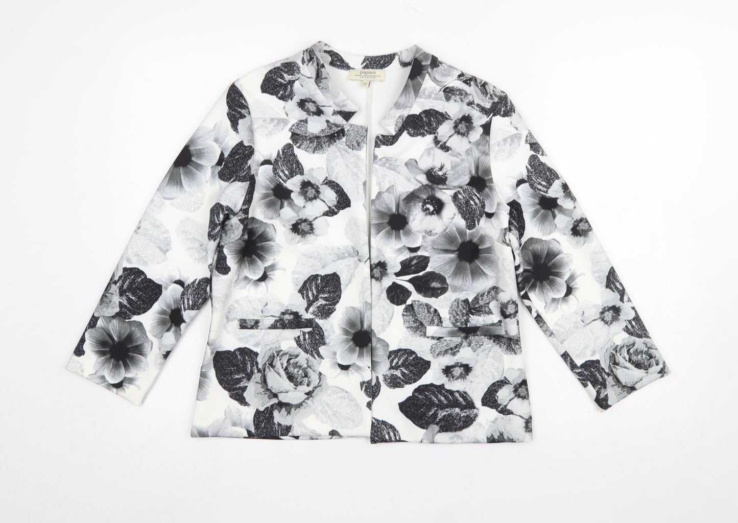 Papaya Women’s Black Floral Blazer Jacket Size 12 Regular Fit